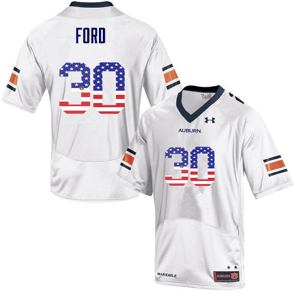 Men #30 Dee Ford Auburn Tigers USA Flag Fashion College Football Jerseys-White